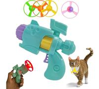 Sinyuyong Flying Disc Cat Launcher Toy - 1 Light-Up Frisbee & 3 Colorful Propellers, Automatic Cat Fetch Toy for Active Play(Green)
