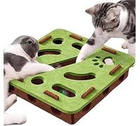 Sinyuyong Scratch Puzzle Box for Cats - Interactive Nail File Enrichment Toy with 3 Balls, Indoor Claw Care & Mental Exercise(A)