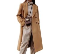 Sinyuyong Women's Cashmere Wool Blend Coat Double Breasted Windproof Warm Jacket for Party Office Daily in Spring Autumn Winter(Camel,L)