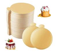 sinzau 100 Pcs Round Mousse Gold Cake Board, Reusable Gold Mini Cake Dessert Display Tray, Tray Cake Boards, Cake Drum, Mini Cardboard, Cake Bases for Wedding Birthday Christmas
