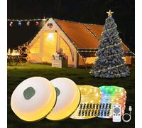 sinzau Christmas & Halloween Decorations Lights: 2×10m Indoor-Outdoor Waterproof Fairy String Led with Remote 12 Modes (Warm White & multicoloured) for Families with Young Kids - Light up Tree,Outdoor
