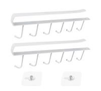 sinzau Cup Holder, Cupboard Insert Cup Holder, Hook Rack, Cabinet Hanging Rack for Cups, Mugs, Wine Glasses, Pack of 2, White