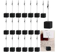 sinzau Memo Holder 20 Pieces, Picture Holder with Clips, Wooden Card Table, Vertical Note Squares, Photo Holder Memo Holder for Photo Office Wedding Party Decoration, Black