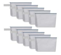 Sinzip 10 Pieces Cotton Canvas Makeup Bag with Bottom and Strap, Multi-Purpose Cosmetic Bag with Zipper Travel Toiletry Pouch, Blank DIY Craft Bag, Grey, XS