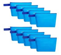 Sinzip 10 Pieces Cotton Canvas Makeup Bag with Bottom and Strap, Multi-Purpose Cosmetic Bag with Zipper Travel Toiletry Pouch, Blank DIY Craft Bag, Blue, XS