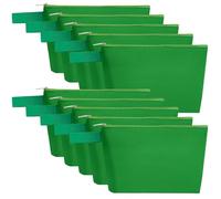 Sinzip 10 Pieces Cotton Canvas Makeup Bag with Bottom and Strap, Multi-Purpose Cosmetic Bag with Zipper Travel Toiletry Pouch, Blank DIY Craft Bag, Green, L