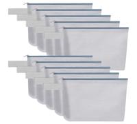 Sinzip 10 Pieces Cotton Canvas Makeup Bag with Bottom and Strap, Multi-Purpose Cosmetic Bag with Zipper Travel Toiletry Pouch, Blank DIY Craft Bag, Grey, L