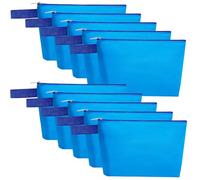 Sinzip 10 Pieces Cotton Canvas Makeup Bag with Bottom and Strap, Multi-Purpose Cosmetic Bag with Zipper Travel Toiletry Pouch, Blank DIY Craft Bag, Blue, M