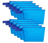 Sinzip 10 Pieces Cotton Canvas Makeup Bag with Bottom and Strap, Multi-Purpose Cosmetic Bag with Zipper Travel Toiletry Pouch, Blank DIY Craft Bag, Blue, L