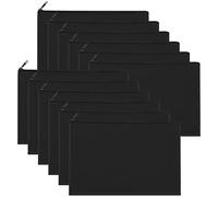 Sinzip 12 Pieces Black Cotton Canvas Makeup Bag, Multipurpose Cosmetic Bag with Zipper Travel Toiletry Pouch, Blank DIY Craft Bag Pencil Bag, Black, XL