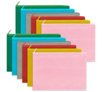 Sinzip 12 Pieces Black Cotton Canvas Makeup Bag, Multipurpose Cosmetic Bag with Zipper Travel Toiletry Pouch, Blank DIY Craft Bag Pencil Bag, Multicolored A, XL