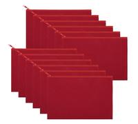 Sinzip 12 Pieces Black Cotton Canvas Makeup Bag, Multipurpose Cosmetic Bag with Zipper Travel Toiletry Pouch, Blank DIY Craft Bag Pencil Bag, Red, XL