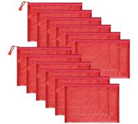 Sinzip 12 Pieces Zipper Nylon Mesh Pouch, Mesh Cosmetic Bags Makeup Bags Pencil Case, Multipurpose Travel Bags for Cosmetic School Office Supplies and Travel Accessories, Red, A5+B6