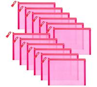 Sinzip 12 Pieces Zipper Nylon Mesh Pouch, Mesh Cosmetic Bags Makeup Bags Pencil Case, Multipurpose Travel Bags for Cosmetic School Office Supplies and Travel Accessories, A5+B6, Nylon Mesh Pouch