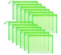 Sinzip 12 Pieces Zipper Nylon Mesh Pouch, Mesh Cosmetic Bags Makeup Bags Pencil Case, Multipurpose Travel Bags for Cosmetic School Office Supplies and Travel Accessories, Green, A5+B6, Zipper Nylon