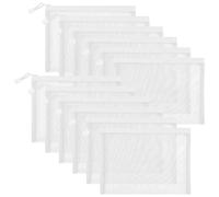 Sinzip 12 Pieces Zipper Nylon Mesh Pouch, Mesh Cosmetic Bags Makeup Bags Pencil Case, Multipurpose Travel Bags for Cosmetic School Office Supplies and Travel Accessories (White, Assorted Sizes)