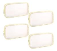 Sinzip 4 Pieces Mini Zipper Nylon Mesh Pouch, Mesh Cosmetic Bags Makeup Bags, Multipurpose Travel Toiletry Bags for Office Supplies and Travel Accessories, Beige, M