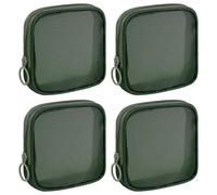 Sinzip 4 Pieces Mini Zipper Nylon Mesh Pouch, Mesh Cosmetic Bags Makeup Bags, Multipurpose Travel Toiletry Bags for Office Supplies and Travel Accessories, Green, Small