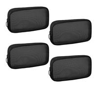 Sinzip 4 Pieces Mini Zipper Nylon Mesh Pouch, Mesh Cosmetic Bags Makeup Bags, Multipurpose Travel Toiletry Bags for Office Supplies and Travel Accessories, Black, M, Nylon Mesh Bag