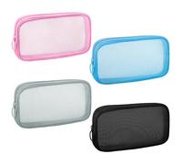 Sinzip 4 Pieces Mini Zipper Nylon Mesh Pouch, Mesh Cosmetic Bags Makeup Bags, Multipurpose Travel Toiletry Bags for Office Supplies and Travel Accessories, Multicolored, M, Nylon Mesh Bag