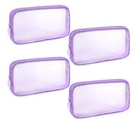 Sinzip 4 Pieces Mini Zipper Nylon Mesh Pouch, Mesh Cosmetic Bags Makeup Bags, Multipurpose Travel Toiletry Bags for Office Supplies and Travel Accessories, Purple, M
