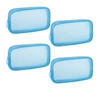 Sinzip 4 Pieces Mini Zipper Nylon Mesh Pouch, Mesh Cosmetic Bags Makeup Bags, Multipurpose Travel Toiletry Bags for Office Supplies and Travel Accessories, Blue, M, Nylon Mesh Bag