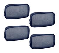 Sinzip 4 Pieces Mini Zipper Nylon Mesh Pouch, Mesh Cosmetic Bags Makeup Bags, Multipurpose Travel Toiletry Bags for Office Supplies and Travel Accessories, Navy Blue, M, Nylon Mesh Bag