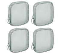 Sinzip 4 Pieces Mini Zipper Nylon Mesh Pouch, Mesh Cosmetic Bags Makeup Bags, Multipurpose Travel Toiletry Bags for Office Supplies and Travel Accessories, Grey, Small, Nylon Mesh Bag