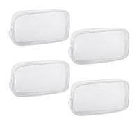 Sinzip 4 Pieces Mini Zipper Nylon Mesh Pouch, Mesh Cosmetic Bags Makeup Bags, Multipurpose Travel Toiletry Bags for Office Supplies and Travel Accessories, White, M, Nylon Mesh Bag