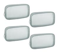 Sinzip 4 Pieces Mini Zipper Nylon Mesh Pouch, Mesh Cosmetic Bags Makeup Bags, Multipurpose Travel Toiletry Bags for Office Supplies and Travel Accessories, Grey, M, Nylon Mesh Bag