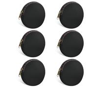 Sinzip 6 Pieces Mini Round Cotton Canvas Makeup Bag with Bottom, Multi-Purpose Zipper Coin Purse Pouch Cosmetic Bag Travel Toiletry Pouch, Blank DIY Craft Bag, Black, XS, Canvas Bag