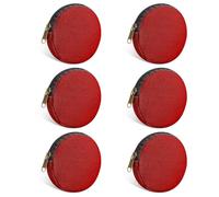 Sinzip 6 Pieces Mini Round Cotton Canvas Makeup Bag with Bottom, Multi-Purpose Zipper Coin Purse Pouch Cosmetic Bag Travel Toiletry Pouch, Blank DIY Craft Bag, Red, XS, Canvas Bag