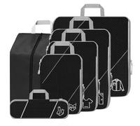 SINZUX Compression Packing Cubes, 6 PCS Black Packing Cubes for Luggage and Backpack, Travel Cubes Organiser Bags, Suitcase Organiser Bags Set for Suitcases Backpack Luggage