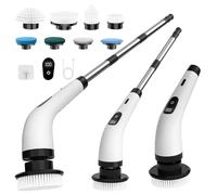 SINZUX Electric Spin Scrubber, Electric Cleaning Brush with 8 Replaceable Brush Heads, Electric Scrubbing Brush with LED Display and Adjustable Extension Handle for Bathroom Kitchen Car
