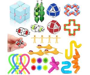 SINZUX Fidget Toys Pack, 30Pcs Sensory Fidget Toys Set, Stress Anxiety Relief Squeeze Toys for ADD OCD Autistic Kids and Adults, Best Gifts for Holidays, Birthday party, Fun, Learning and Relaxation