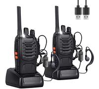 SINZUX Walkie Talkies Long Range Rechargeable Two Way Radio 16 Channels Portable Adult Walky Talky for Children Play and Adults Work With LED Light + Original Earpieces (2PCS)