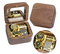 Sinzyo Merry Go Round of Life Music Box Vintage Wood Mechanism Wind Up Musical Box Gift for Christmas(Musical note Walnut box)