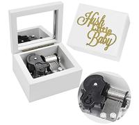 Sinzyo Music Box Carved Wood Wind Up Musical Box Gift for Christmas,Birthday,Valentine's Day(White Box, Tune : Hush Little Baby)