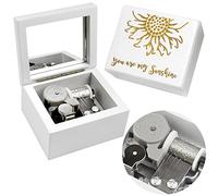 Sinzyo Music Box Carved Wood Wind Up Musical Box Gift for Christmas,Birthday,Valentine's Day(White Box, Tune : You are My Sunshine)