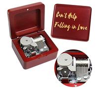Sinzyo Music Box Vintage Wood Carved Mechanism Musical Boxs Gift For Birthday Valentine's Day Christmas Day(Can't Help Falling in Love-Wine red Wood Box-Wine Red Box)