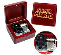 Sinzyo Music Box Vintage Wood Carved Mechanism Musical Boxs Gift For Birthday Valentine's Day Christmas Day(Super Mario Theme -Wine Red Box)