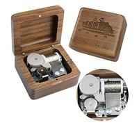 Sinzyo Music Box Vintage Wood Carved Mechanism Musical Boxs Gift For Birthday Valentine's Day Christmas Day(Castle in The Sky-Walnut Wood Box)