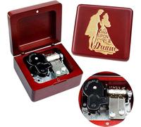 Sinzyo Music Box Vintage Wood Carved Wind Up Musical Box Gift For Christmas,Birthday,Valentine's Day Wine Red