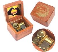 Sinzyo Natural Wooden Music Box with Customizable Photos Wind Up Musical Box Gifts for Birthday (Character Rosewood, Tone:You are My Sunshine)