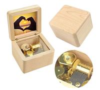 Sinzyo Natural Wooden Music Box with Customizable Photos Wind Up Musical Box Gifts for Christmas,Birthday and Valentine's Day(Simple Maple, Tone:Over the rainbow)