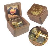 Sinzyo Natural Wooden Music Box with Customizable Photos Wind Up Musical Box Gifts for Christmas,Birthday and Valentine's Day(Character Walnut, Tone:La Vie en Rose)