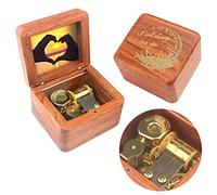 Sinzyo Natural Wooden Music Box with Customizable Photos Wind Up Musical Box Gifts for Christmas,Birthday and Valentine's Day(Character Rosewood, Tone:I Will Always Love You)