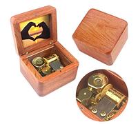 Sinzyo Natural Wooden Music Box with Customizable Photos Wind Up Musical Box Gifts for Christmas,Birthday and Valentine's Day(Simple Rosewood, Tone : Rainbow Connection)