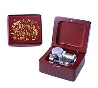 Sinzyo Silent Night Music Box Vintage Wood Carved Mechanism Musical Boxs Vintage Gift For Birthday Valentine's Day Merry Christmas(Wine red Box-Silent Night)