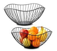 Siocok 2Pack - Black Wire Fruit Basket Fruit Bowl, Iron Arts Fruit Storage Baskets for Kitchen Counter, for Home Decor, Table Centerpiece Decorative Hold Vegetables, Bread, Snacks, Potpourris (B)